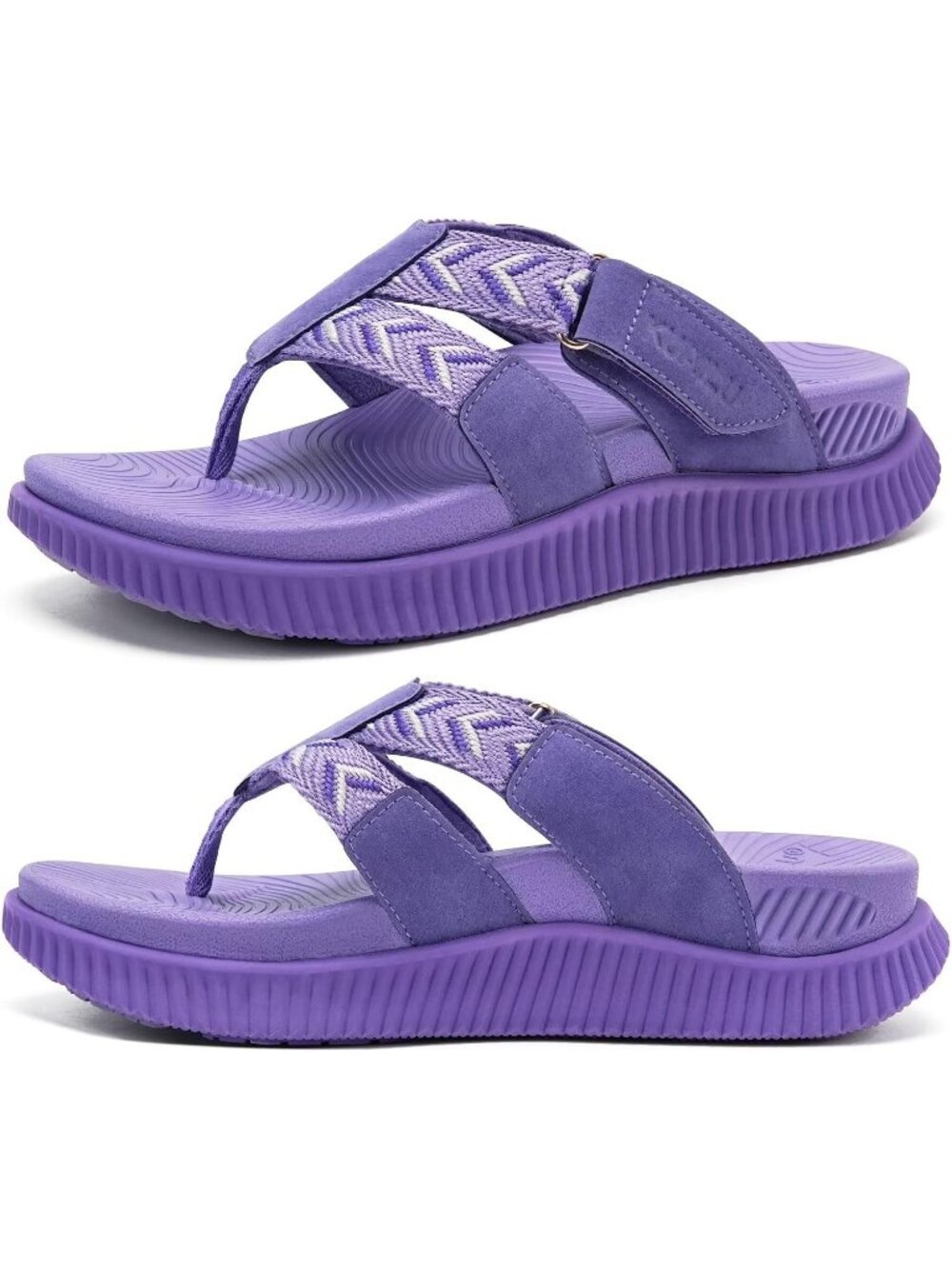 Women's Purple Rubber Summer Comfortable Arch Support Walking Thong Beach Sandal
